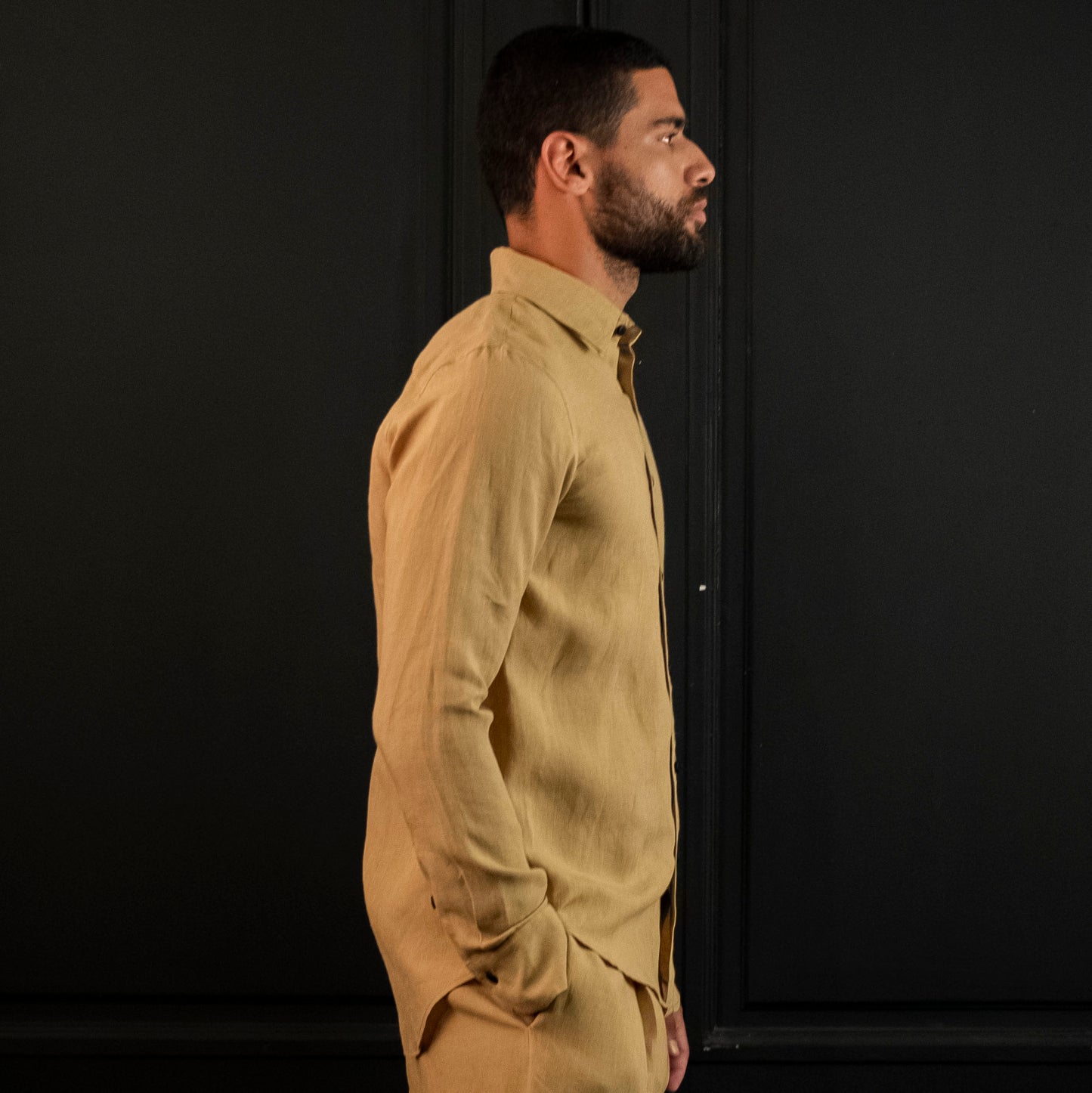 Camisa Manga Longa Slim Palha